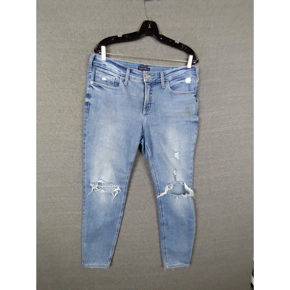 Silver Jeans Womens Jeans 34X29 Blue‎ Denim High Rise Suki Skinny Thrashed